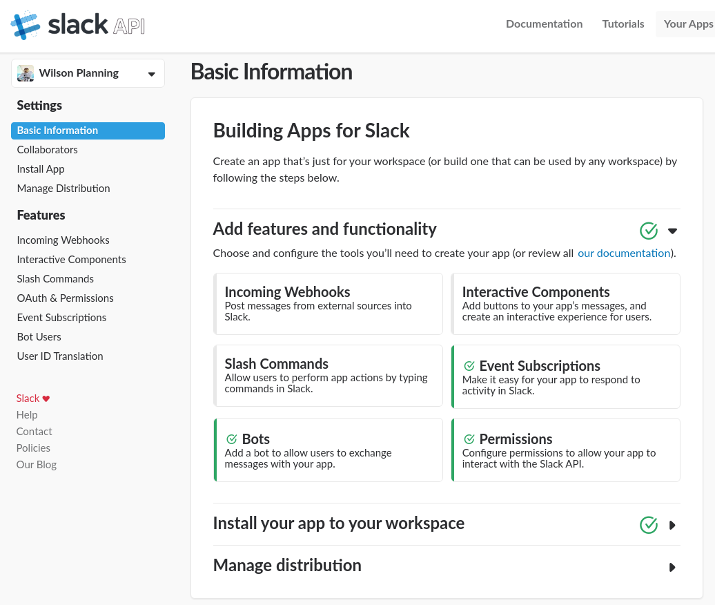 Slack App Basic Information