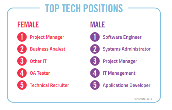 Main IT jobs by gender