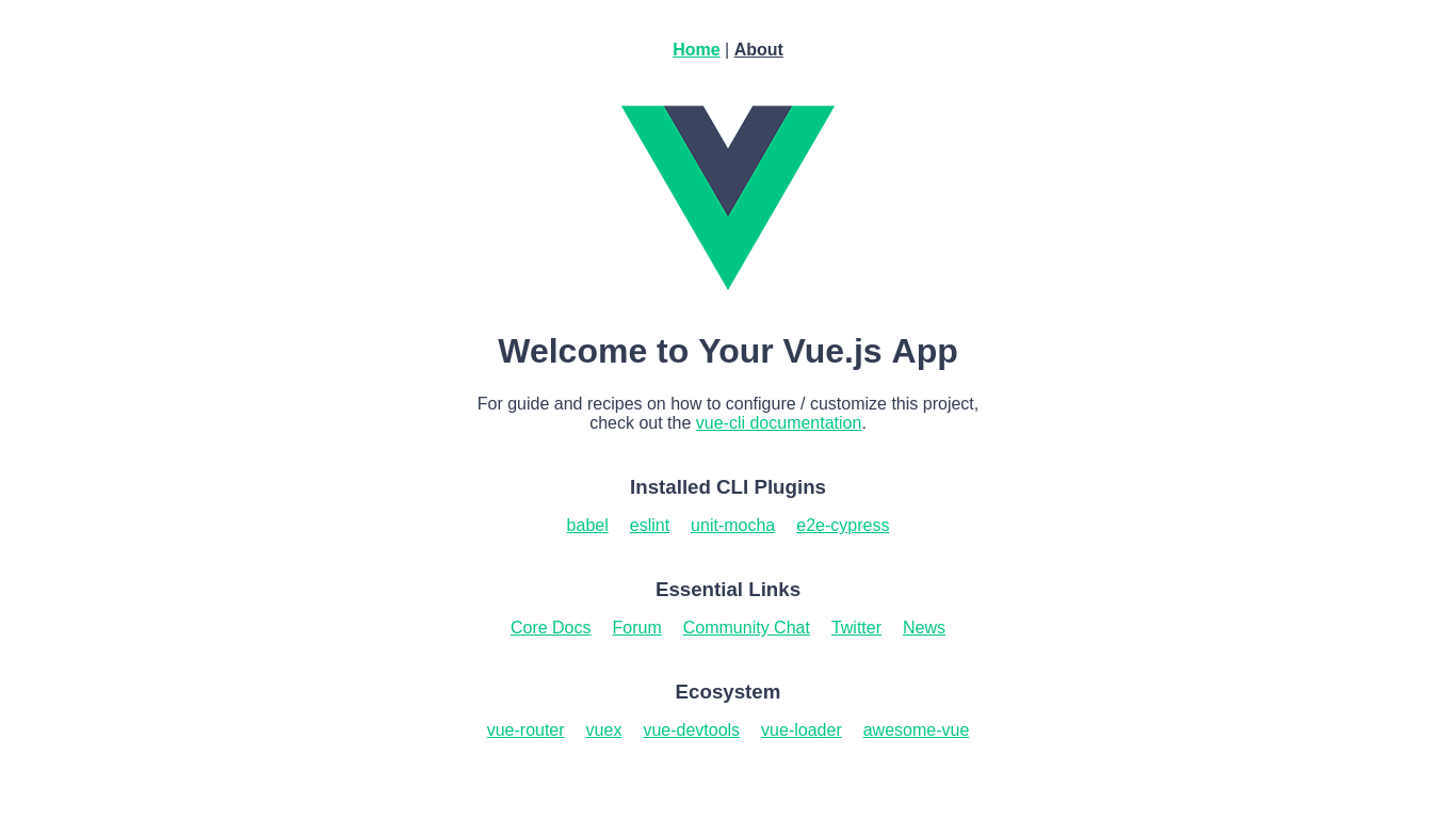 Screenshot app Vue.js init